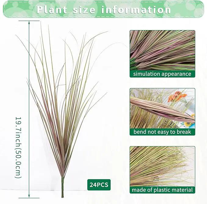 24Pcs Artificial Grass Plants, Faux Shrubs Wheat Grass, Artificial Tall Grass Fake Plants for Outdoor Decor,Artificial Greenery Stems Weed for Room Indoor Home Decor（Light Purple） by GreenHaven Gardens
