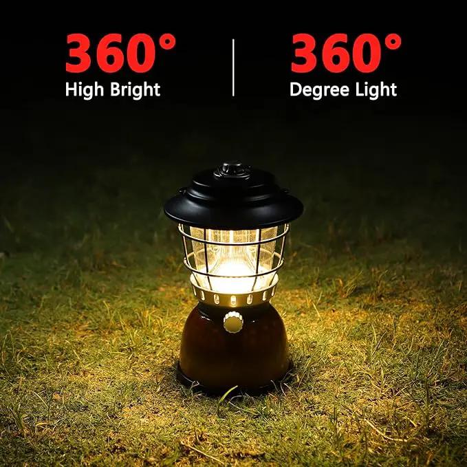 LED Camping Lantern Rechargeable Stepless Dimming Vintage Tent Lamp, 4000mAh Power Bank, IPX5 Waterproof Portable Hanging Camping Tent Light for Camping Hiking Emergency and Power Outage by GreenHaven Gardens