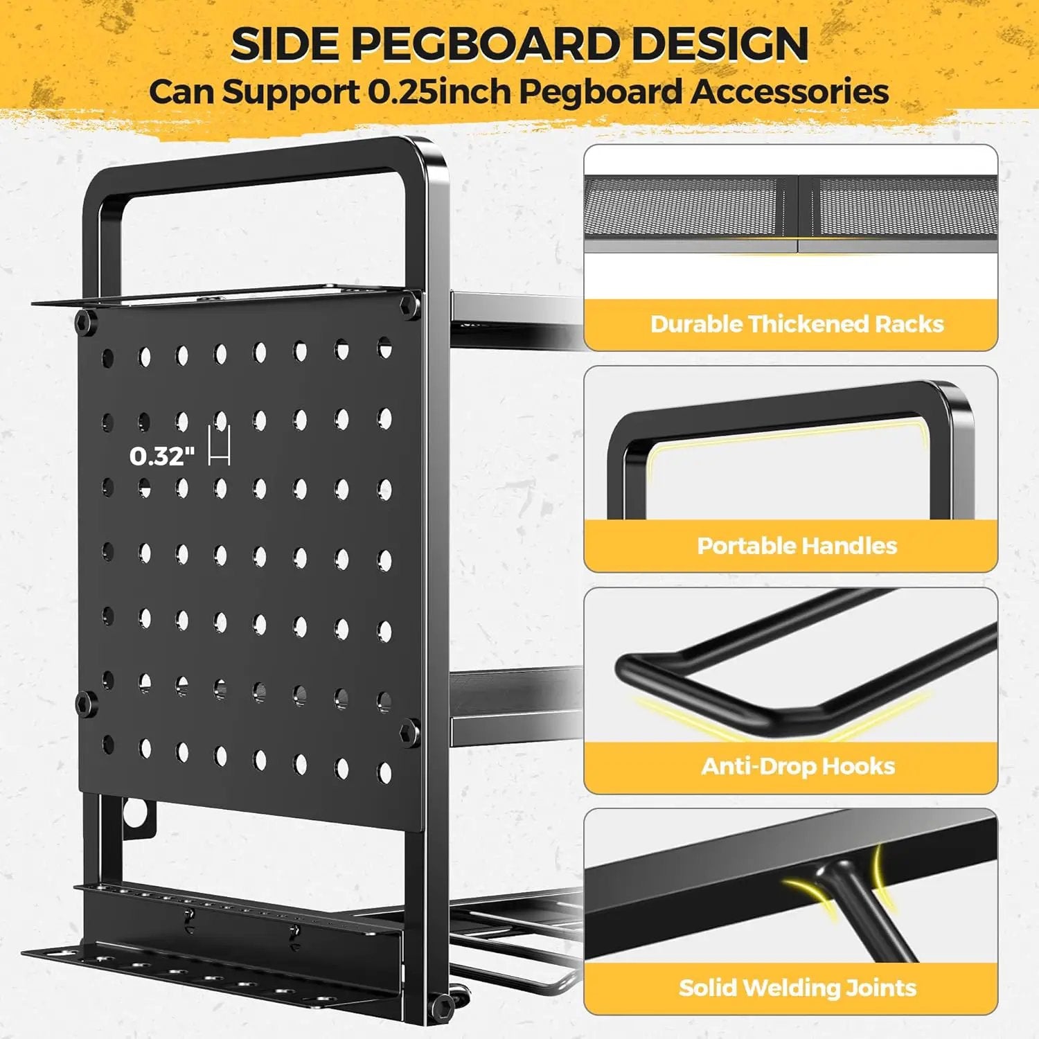 LBT Large Power Tool Organizer Wall Mount with Pegboard, Heightening Garage Power Tool Storage with 7 Cordless Drill Holder, Heavy Duty Metal Tool Shelf Battery Storage, Gifts For Men Father Husband by GreenHaven Gardens