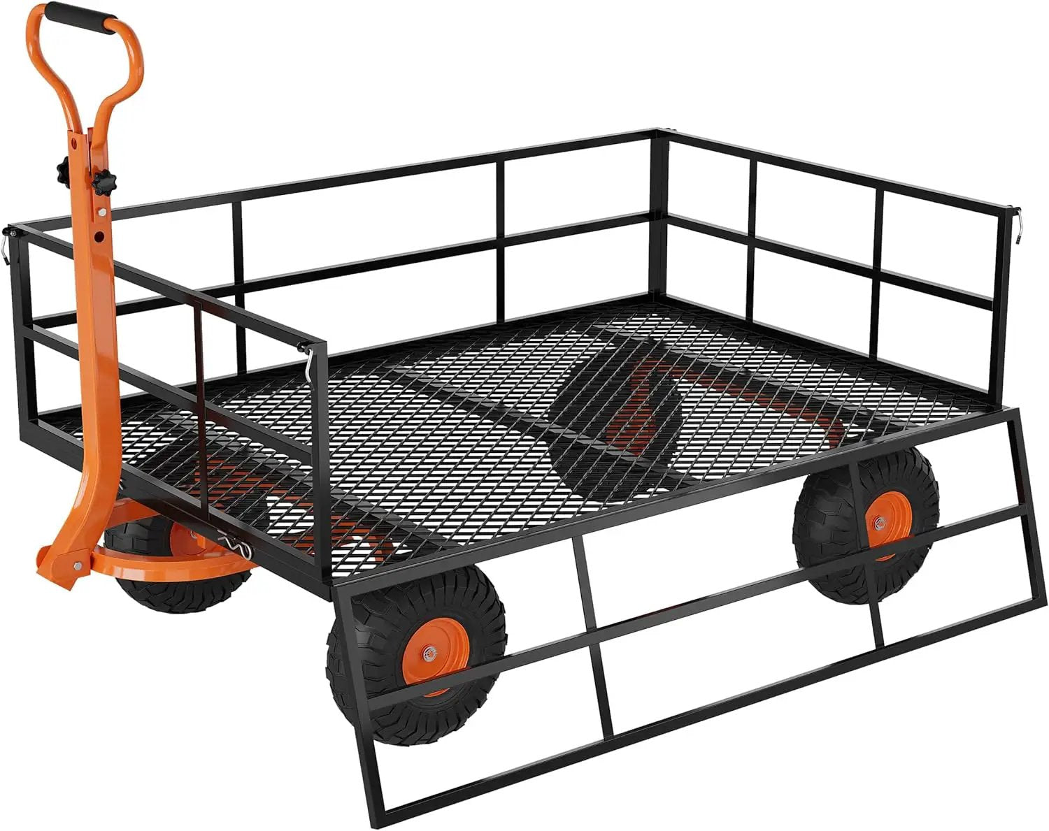Heavy Duty Steel Garden Cart, 1200 LBS Capacity 3 in 1 Pullable Garden Wagon with 13" Wheels, for Gardening Soil, Tools, and Plant Transport by GreenHaven Gardens