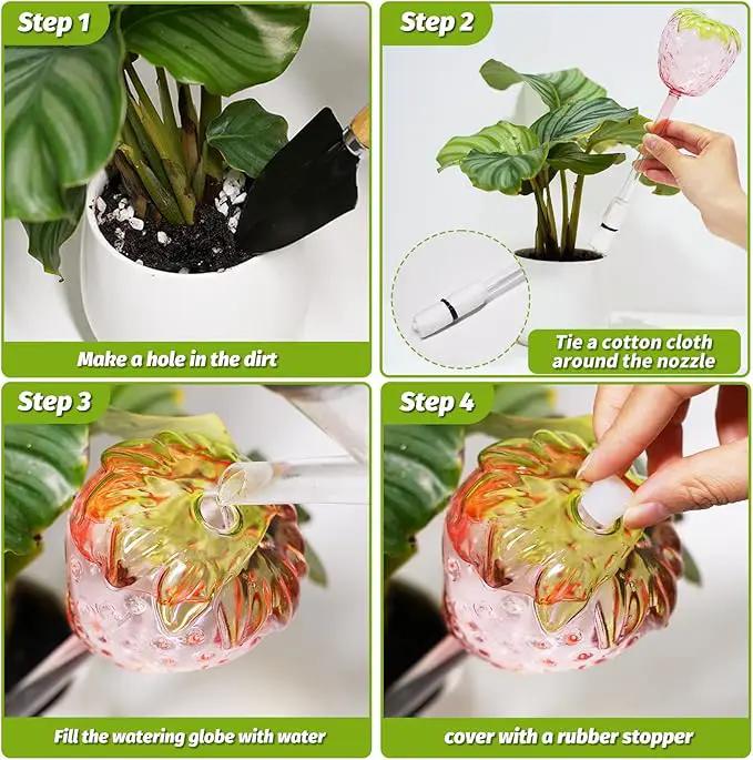 Plant Watering Globes, 2pcs Self Watering Planter Insert, Glass Watering Bulbs for Indoor Outdoor Plants, Mushroom Top-Fill Plant Watering Devices for Travel Vacation While Away by GreenHaven Gardens
