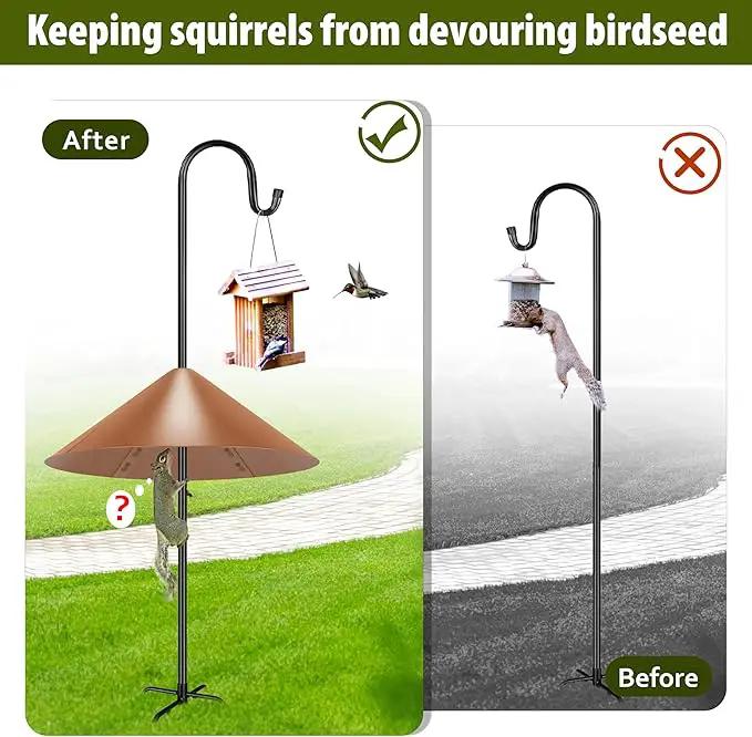 Squirrel Baffle for Bird Feeder Pole, 19-Inch Outdoor Bird Feeder Guard, Squirrel-Proof Birdhouse Baffles, Shepherd's Hook for Outside(Brown) by GreenHaven Gardens