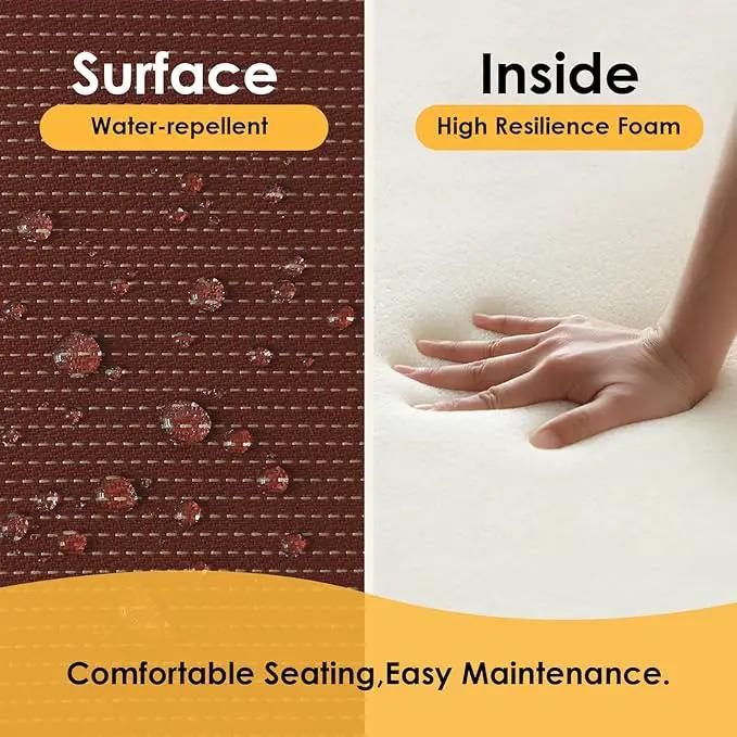 Outdoor Square Corner Seat Cushion, 18.5"x16"x3", Set of 4, Non Slip Seat Cushion Pads with Removable Cover for Patio Furniture, Garden Yard Lawn, Tan Dotted Red Base by GreenHaven Gardens