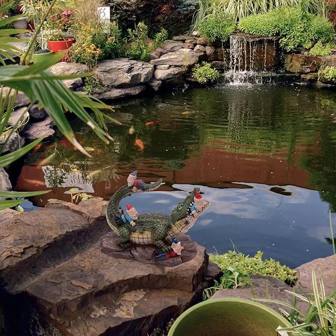 Gator Gnome: Whimsical Garden Figurine - Unique Home & Outdoor Decor by GreenHaven Gardens