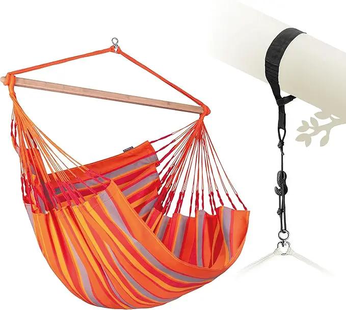 LA SIESTA® XL King Domingo Hammock Chair Swing & Tree Mount Kit - Suspension Kit for Trees Beams Posts - Weatherproof, Outdoor Indoor Hammock Swing - Hanging Chair for Bedroom Patio - Toucan by GreenHaven Gardens