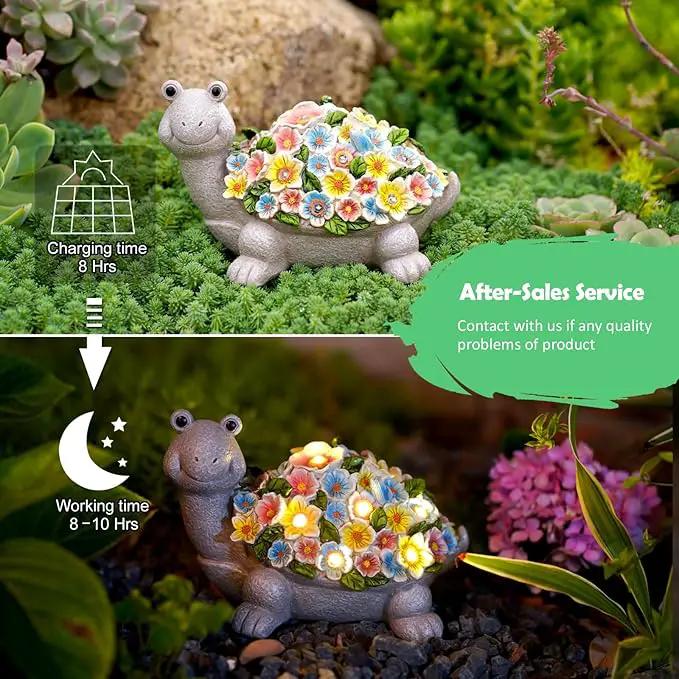 Solar Turtle Garden Decor with Flowers: Outdoor Clearance Statues Lights for Outside Lawn Ornaments Porch Patio Balcony Yard – Birthday Gifts for Mom Grandma Women by GreenHaven Gardens