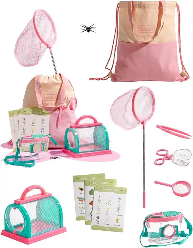 ROBUD Kids Explorer Kit, Bug Catcher Kit with Bag Kit, Pink Outdoor Exploration Set for Camping, Montessroi Toy for Kids Coming Closer to Nature，WRP28 by GreenHaven Gardens