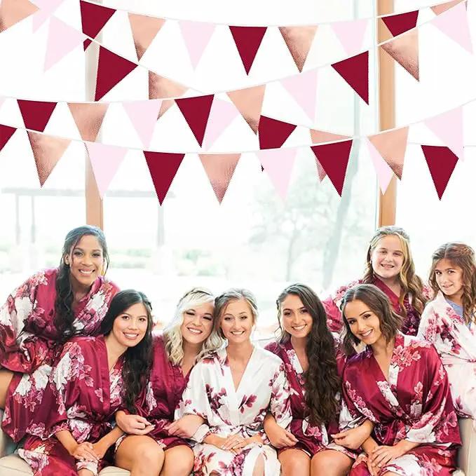 Burgundy Party Decorations Rose Gold Maroon Pink Fabric Triangle Pennant Banner Pink Garnet Flag Bunting Garland for Graduation Wedding Birthday Bridal Shower Bachelorette Anniversary Party Supplies by GreenHaven Gardens