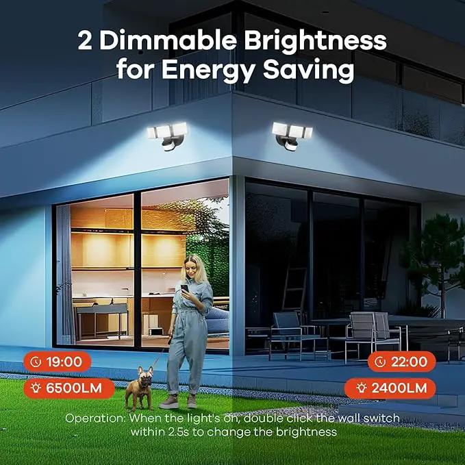 OREiN 6500LM/42W Flood Lights Outdoor, 180°/75FT Motion Sensor Outdoor Lights 4 Modes Dimmable Dusk to Dawn Floodlights IP65 Waterproof for 6000SQ.FT Area for Big Patio, Driveway, Black (Hardwired) by GreenHaven Gardens
