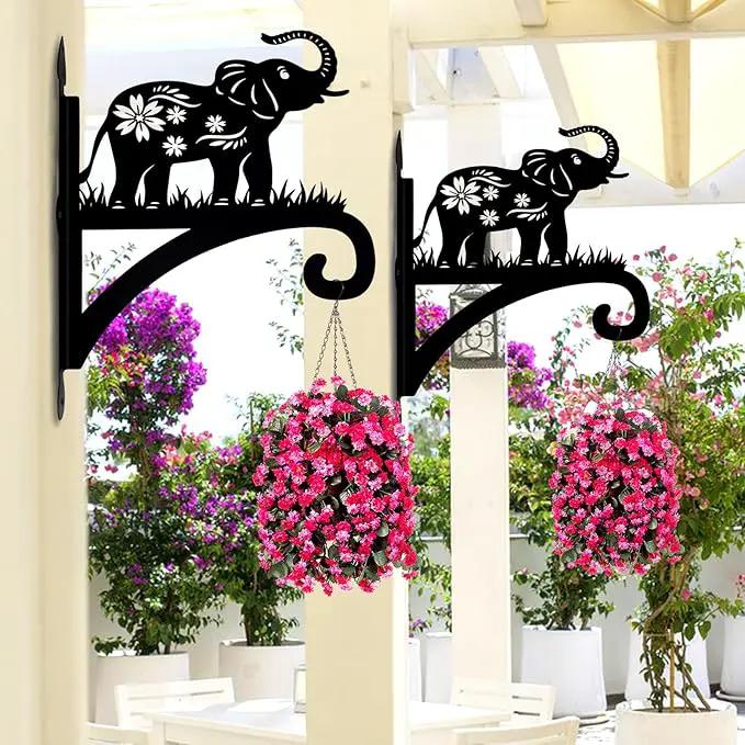 Hanging Plant Hanger Bracket, Heavy Duty Iron Wall Plant Hanger for Bird Feeder, Decorative Baby Elephant Silhouette Plant Hooks Hanging Plant Hangers Outdoor for Wind Chimes Flower Pot Lantern by GreenHaven Gardens