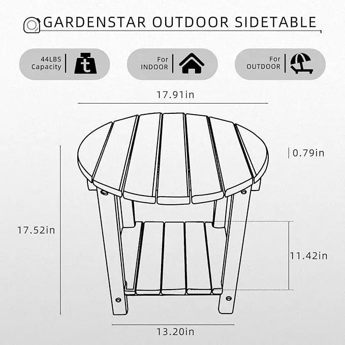Adirondack Round Outdoor Side Table 2-Tier Storage Patio Side Table, HDPE End Tables for Backyard Pool Porch Garden Lawn (Grey) by GreenHaven Gardens