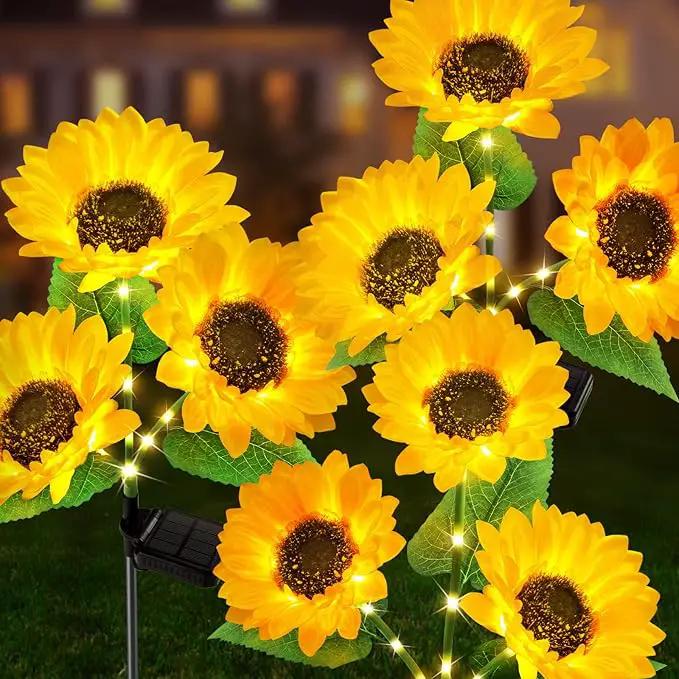 Solar Garden Lights Outdoor Waterproof, AHAORIGIN 3 Pack Sunflower Solar Lights for Outside with 9 Lifelike Sunflower, 36 Bright LED Solar Powered Outdoor Lights for Yard Pathway Garden Decorations by GreenHaven Gardens