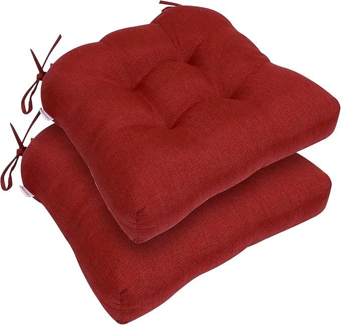 RACE LEAF Chair Cushions 19" x 19" Red - Outdoor/Indoor Patio Cushions Set of 2 - Replacement Cushions for Chairs and Seating - Chair Seat Pads for Porch, Deck, and Garden Seats by GreenHaven Gardens