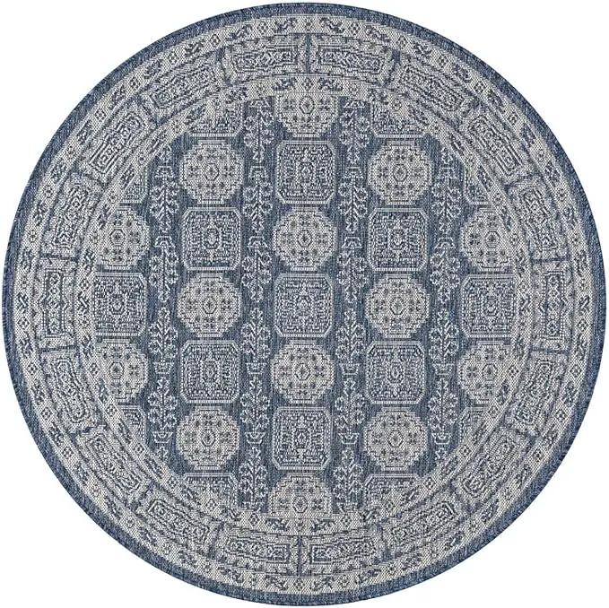 Keen Home Design Terrace Outdoor Round Rug - 8ft Round Washable Indoor/Outdoor Rug for Patio, Kitchen, Balcony, Beach, Garden, Deck and Porch, Size: 7'7" Round by GreenHaven Gardens