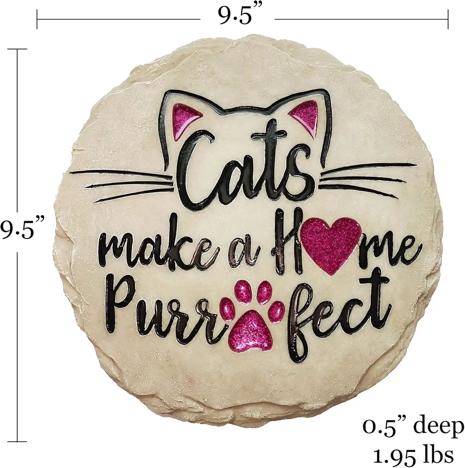 Spoontiques - Garden Décor - Cats Make a Home Purrfect Stepping Stone - Decorative Stone for Garden by GreenHaven Gardens
