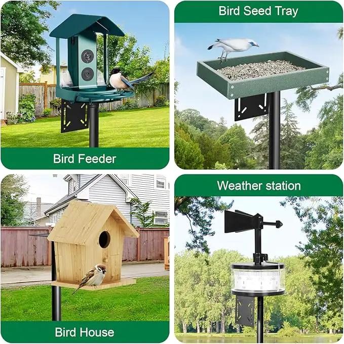 Bird Feeder Pole, 76in Adjustable Bird House Pole for Outdoors, Heavy Duty Smart Feeder Pole Mount Kit for Feeders, Birdhouse, Weather Station, Birdwatching by GreenHaven Gardens