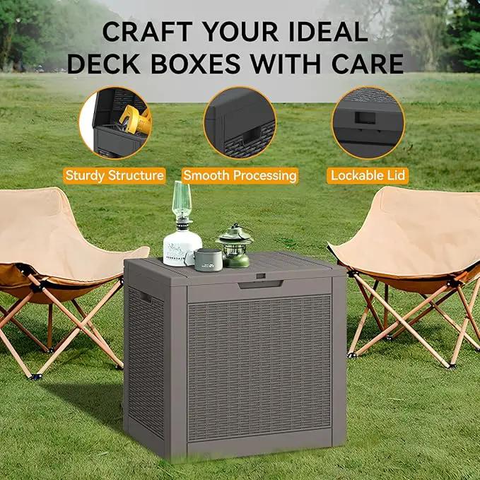 KAMABOKO 31 Gallon Outdoor Storage Box, Resin Deck Boxes Indoor and outdoor, Waterproof Storage Box Lockable Lid for Garden Tools, Package Delivery, Pool Supplies, Patio Cushions, Grey by GreenHaven Gardens