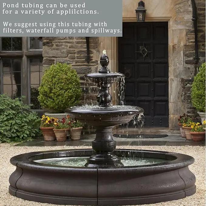 Pond Hose ID 2” × 10ft Black Corrugated Flexible Reinforced PVC Hose Vinyl Tubing for Pond Pump Fountain Garden Waterfall, Non-toxic & Kinkproof, with 2 clamps by GreenHaven Gardens