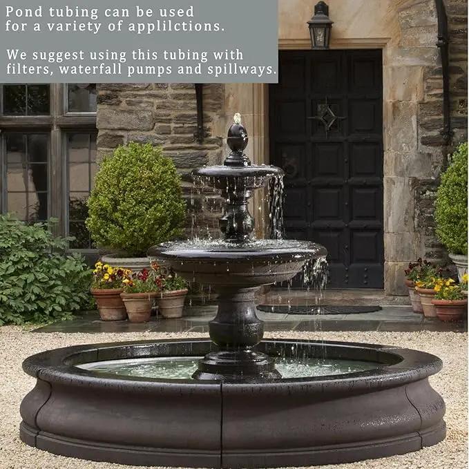 Pond Hose ID 1” × 10ft Black Corrugated Flexible Reinforced PVC Hose Vinyl Tubing for Pond Pump Fountain Garden Waterfall, Non-toxic & Kinkproof, with 2 clamps by GreenHaven Gardens