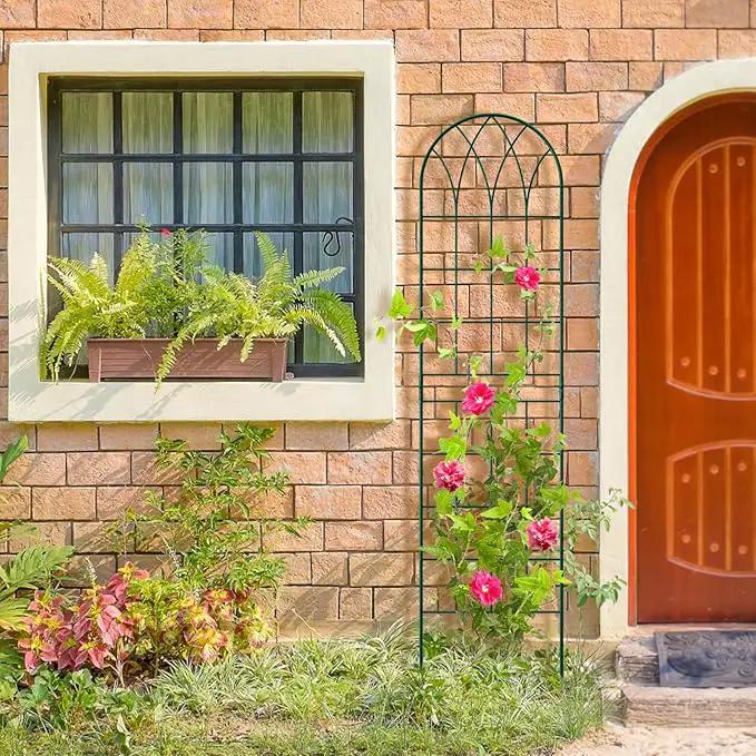 4 Pack Metal Garden Trellis for Climbing Plants,Green Metal Garden Trellis for Vines Plant Rose Vegetable Support,Large Decorative Outdoor Trellis by GreenHaven Gardens