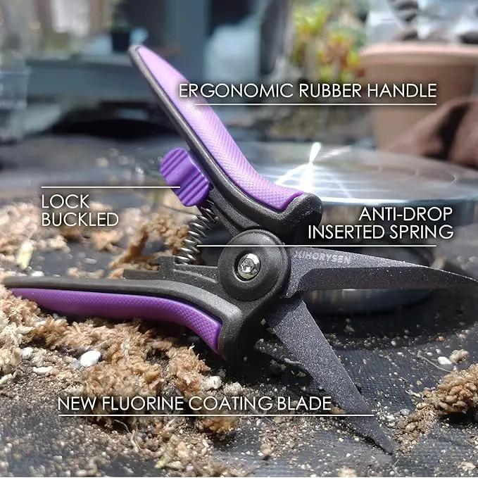 Bud Trimming Scissors Non-stick Resin Resist Blade Micro-Tip Garden Snips 6" Fluorine Coating Garden Scissors Pruning Shear Precision Leaf Stem Sharp Snips Effort-saving by GreenHaven Gardens