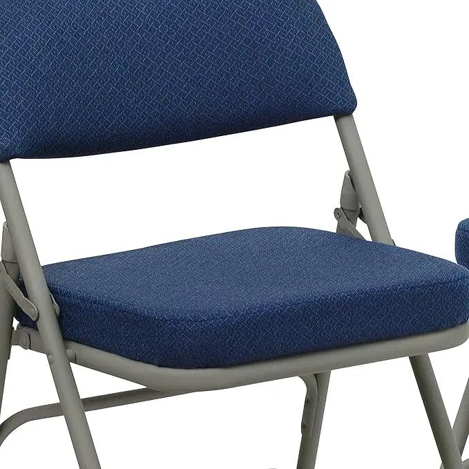 Flash Furniture Hercules Series Metal Folding Chairs with Cushioned Seat, Fabric Upholstered Event Chairs with 300-lb. Static Weight Capacity, Set of 2, Navy by GreenHaven Gardens