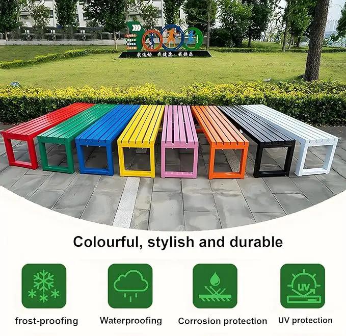 Weatherproof Metal Dining Bench, Outdoor Bench Backless Patio Bench 2-Person Farmhouse Bench Garden Bench for Kitchen, Living Room, Entryway(Orange,40in) by GreenHaven Gardens