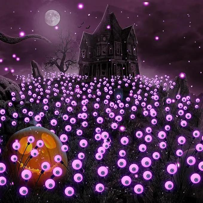 Halloween Decorations Outdoor Solar Scary Eyeball Lights, 2-Pack 16 LED Halloween Decor Solar Garden Lights, Waterproof Halloween Yard Decorations Swaying Halloween Pathway lights for Patio Lawn Party by GreenHaven Gardens