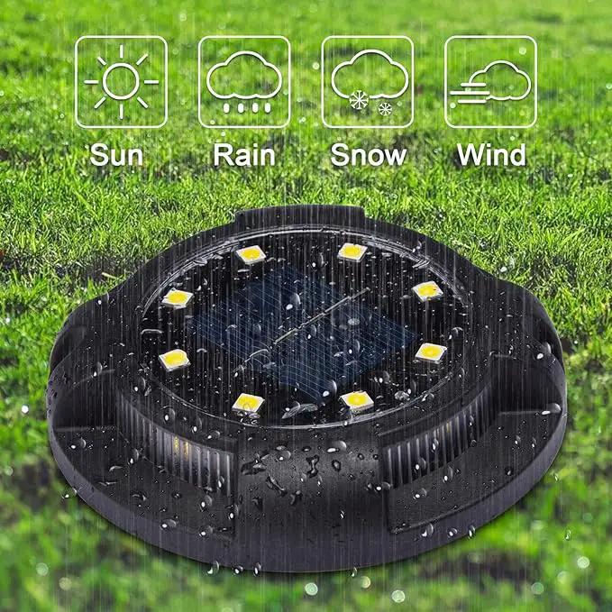 Solar Ground Lights Outdoor 8 Packs 12 LED Disk Lights Solar Powered Waterproof New In-ground Lights For Garden Deck Stair Step Lawn Patio Driveway Walkway Pathway Yard decoration(8 Pack, Warm Light) by GreenHaven Gardens