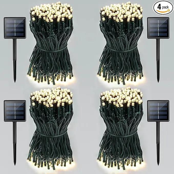 4-Pack Total 800 LED Solar String Lights for Outside, Solar Christmas Lights Outdoor Waterproof, Green Wire Solar Tree Lights with 8 Lighting Modes for Xmas Wedding Party Garden Decoration(Warm White) by GreenHaven Gardens