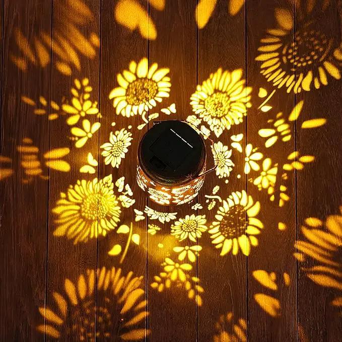 Sunflower Solar Lanterns Garden Decor, Birthday Gifts for Women Mom Grandma Metal Hanging Solar Lights Waterproof Outdoor Decoration LED Lanterns with Shepherd Hook for Outside Garden Yard Patio by GreenHaven Gardens