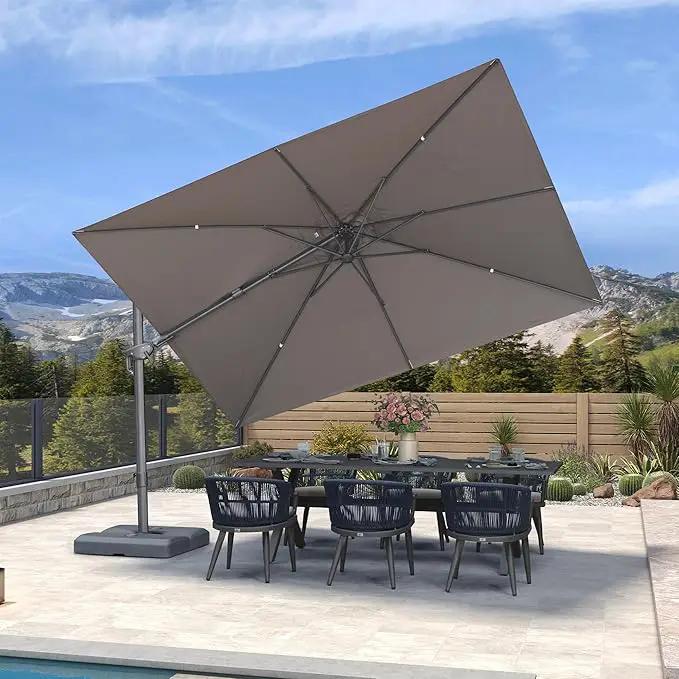PURPLE LEAF 11.5' X 8' Left-right Tilting Outdoor Patio Umbrella Swivel Offset Cantilever Heavy Duty Rectangle Aluminum Umbrella with UV Resistant for Deck Pool Patio Backyard, Ash Mocha by GreenHaven Gardens