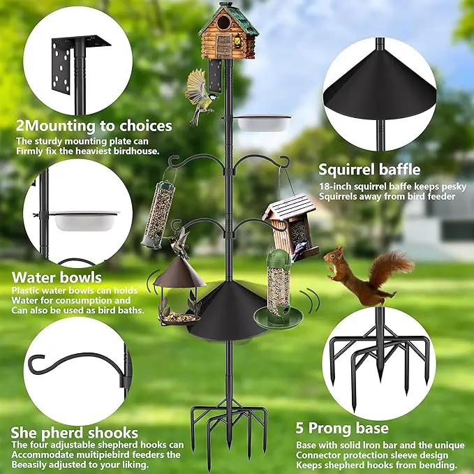 Bird Feeder Pole Stand,95 Inch House Pole for Outdoors Weather Station,Heavy Duty Metal Mount Kit Adjustable Multifunctional Bird Feeder Stand by GreenHaven Gardens