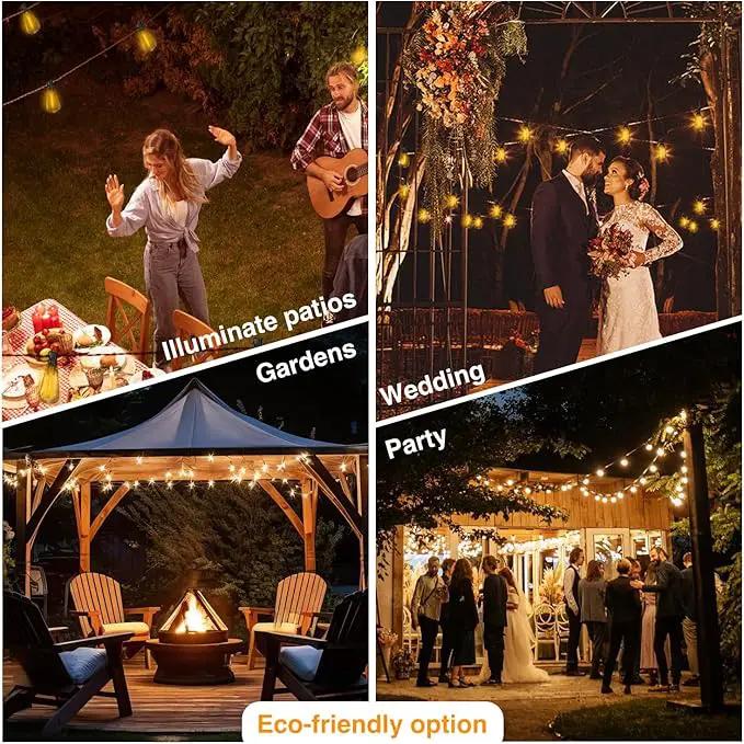 DAYBETTER 50ft Solar String Lights Outdoor Waterproof - 25 Bulbs 2700K Warm White with 3W Solar Panel 12+ Hours Runtime-Garden Patio Lights for Backyard Wedding Camping Homeowners by GreenHaven Gardens