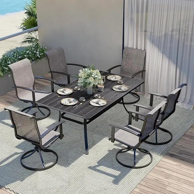 Grand Patio Outdoor Swivel Dining Chairs Set of 2, 360 Degree Mesh Sling Rocker Sets for Deck, Garden Backyard, Mixed Coffee by GreenHaven Gardens