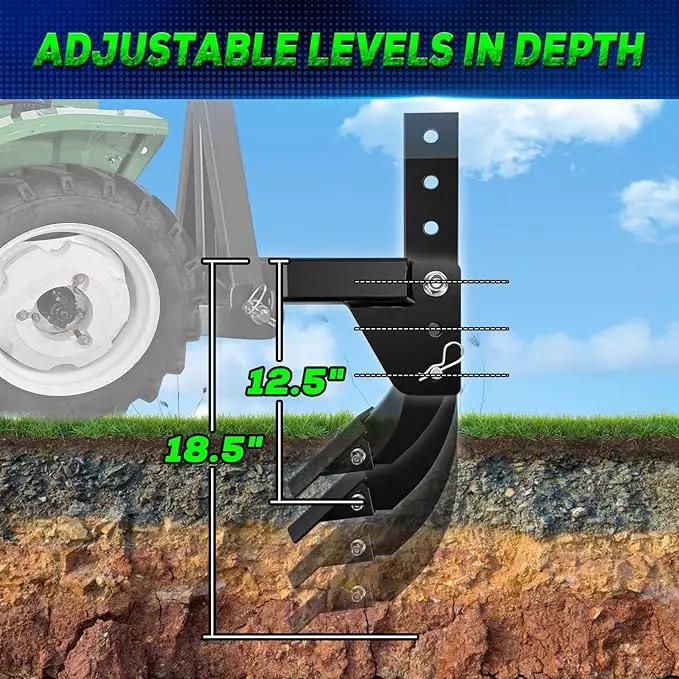 3 Point Trencher Ripper Attachment fit 2" Receivers, Hitch Mounted Ripper for Tractor Lawn Mower ATV UTV, Adjustable Subsoiler Plow with Replacement Plough Blade in Garden Farm Bury Pipes Sow Seeds by GreenHaven Gardens