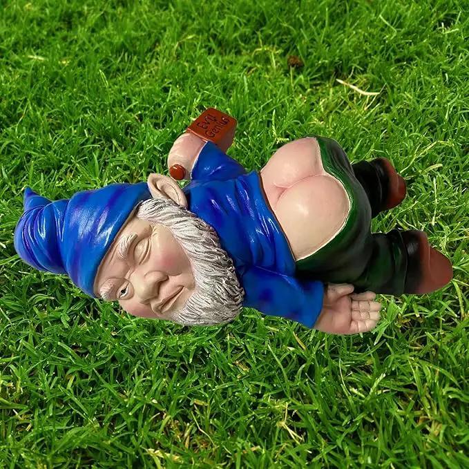MINICAR 9.5'' Gnomes Statues Outdoor Decor, Large Naughty Sculptures Yard Decorations Patio Lawn Ornament, Funny Christmas Garden Gifts by GreenHaven Gardens