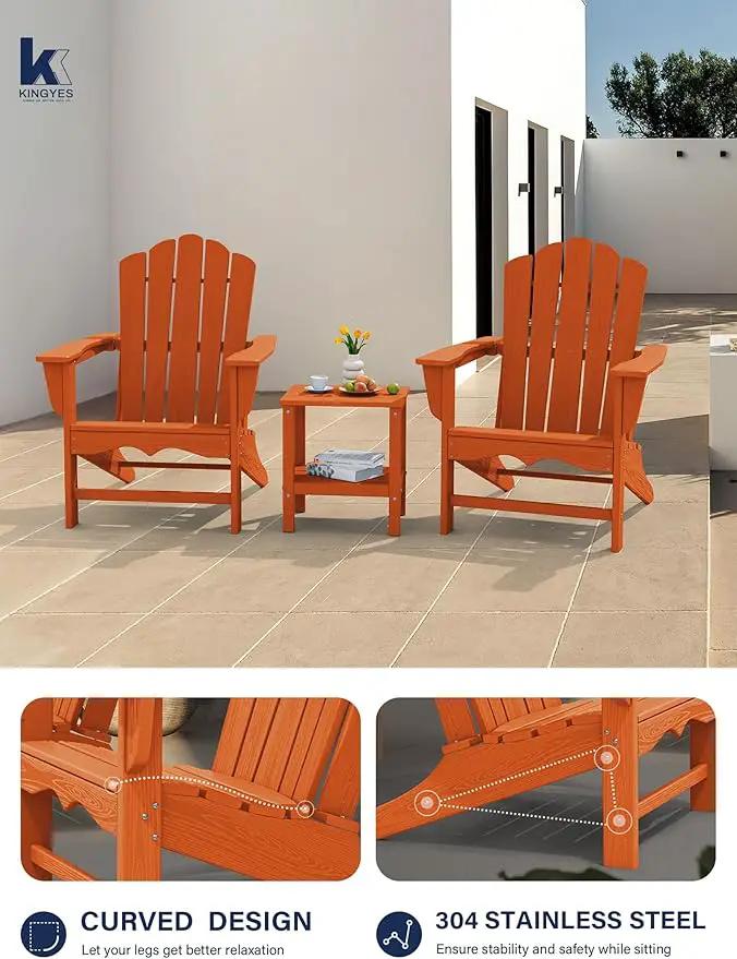 KINGYES HDPE Adirondack Chair, Classic All-Weather Adirondack Chair, Orange by GreenHaven Gardens