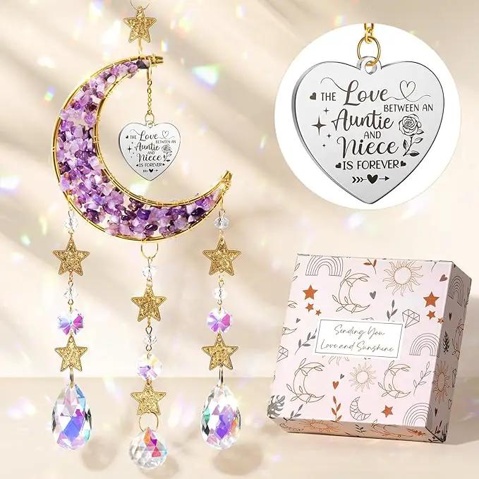 Aunt Gifts from Niece, for Aunt Auntie Gifts, Best Aunt Ever Gifts Aunt Birthday Gifts for Auntie, Auntie Gifts for Women Moon Crystal Suncatcher for Window Hanging Wall Decor by GreenHaven Gardens