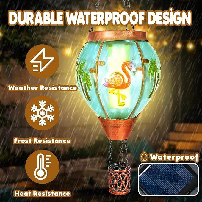 4 Pack Solar Hot Air Balloon Lantern with Flame， Flamingo Glass Solar Outdoor Lights Decorative for Outdoor Patio Garden Decor, Flamingo Gifts for Women Grandma Mom - Flamingo by GreenHaven Gardens