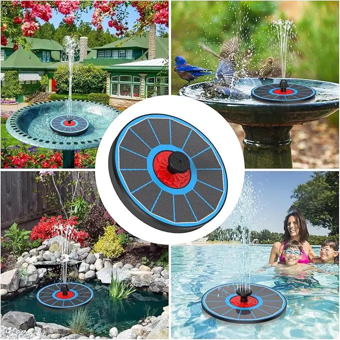 Solar Fountain with Red Flower - Attract Birds - Upgrade 3.5W Solar Bird Bath Fountains, Solar Powered Water Feature Fountain Pump with 7 Nozzles for Hummingbirds, Garden, Pool, and Pond by GreenHaven Gardens