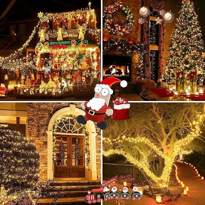 4 Pack 400 LED Solar String Lights for Outside, Solar Christmas Lights Outdoor with 8 Lighting Modes, Waterproof Green Wire Solar Powered Tree Light for Xmas Party Yard Garden Decorations (Warm White) by GreenHaven Gardens