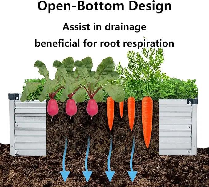 2 Pack 12x4x1FT Galvanized Raised Garden Beds Kit Outdoor Metal Gardening Planter Box for Vegetable Elevated Flower Herbs,Silver by GreenHaven Gardens