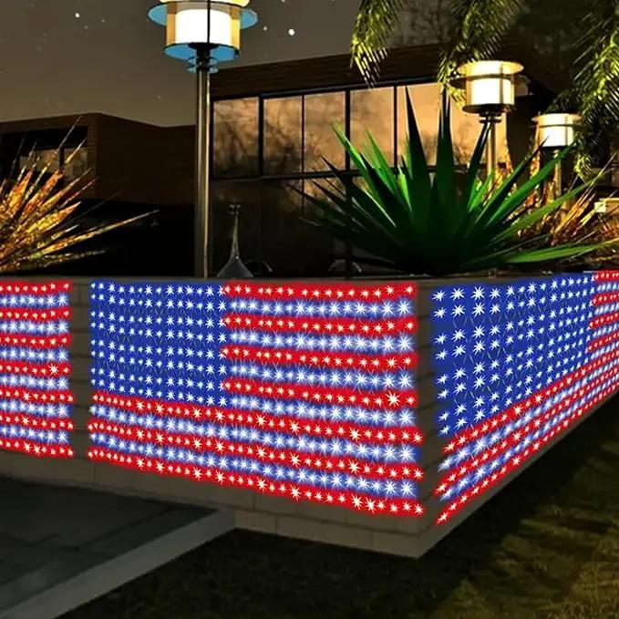 American Flag Light, 420 Super Bright LEDs Net Light Waterproof US for Independence Day July 4th, Yard, Garden Patio Yard Holiday Decoration by GreenHaven Gardens