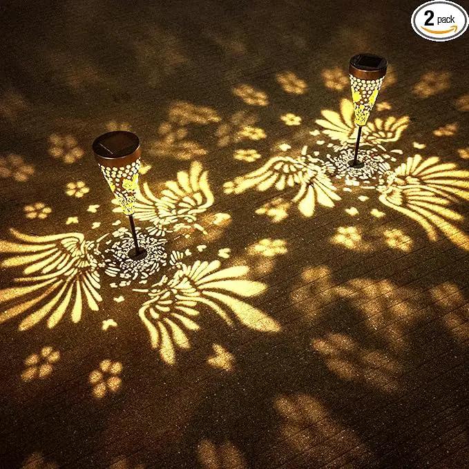 2-Pack Hummingbird Outdoor Solar Pathway Lights, Metal Garden Path Decorations, Waterproof Landscape Lighting for Yard, Lawn, Walkway – Gifts for Women, Mom, Grandma by GreenHaven Gardens
