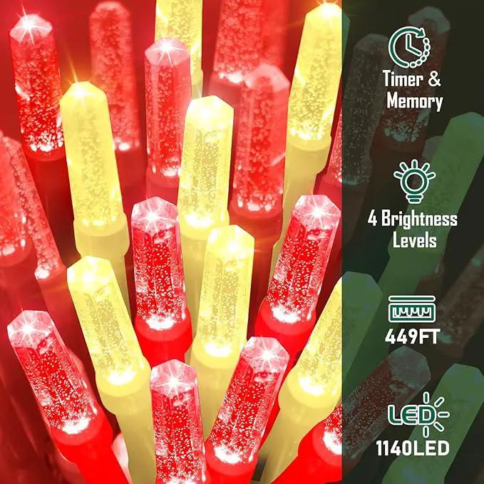 Heceltt 1140 LED 449 FT String Lights Outdoor, 8 Modes Christmas Lights Plug in, IP44 Waterproof Led String Lights with Timer and Memory for Xmas Yard Party Decorations (Red and Warm White) by GreenHaven Gardens