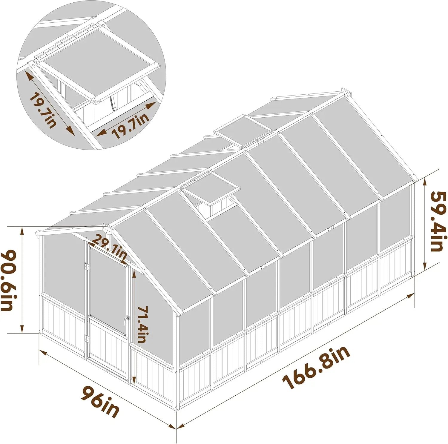 MUPATER 8 x 14FT Walk-in Wooden Greenhouse for Outdoor, Heavy Duty Green House Kit with Ventilated Window & Lockable Door, Greenhouse for Outside Garden, Backyard, Patio, Lawn by GreenHaven Gardens