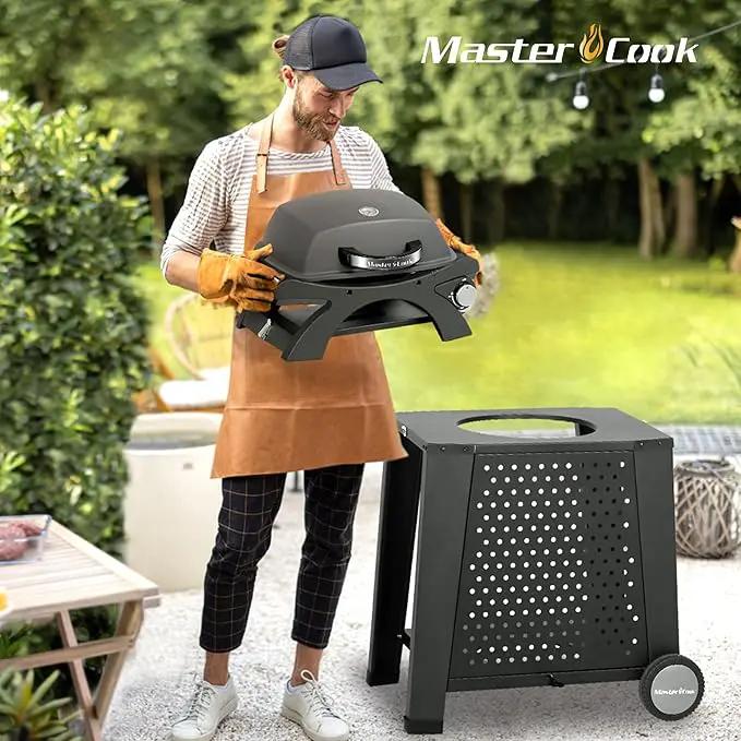 MASTER COOK Propane Gas Grill, Portable Tabletop Barbecue Grill with Cart for Patio, Camping, Travel by GreenHaven Gardens