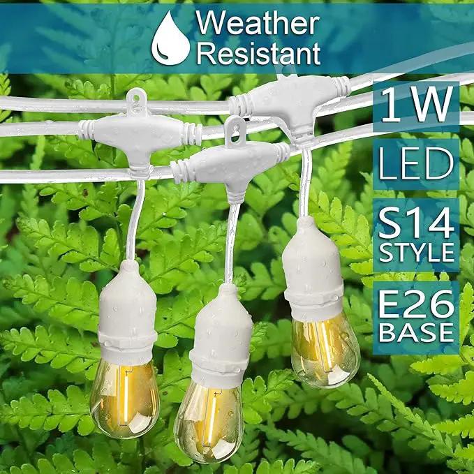 Banord Outdoor String Lights, 48FT Waterproof Patio Lights with 1W Dimmable LED Bulbs, White Hanging String Lights for Outdoor Backyard, Garden, Deck, Porch, Gazebo, Balcony, Camping, Party by GreenHaven Gardens