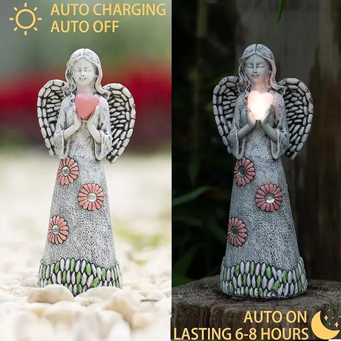 Solar Angel Statue - Garden Sculpture with Resin Decor for Patio, Lawn, Yard, Porch - Housewarming Gift, 10.03" by GreenHaven Gardens